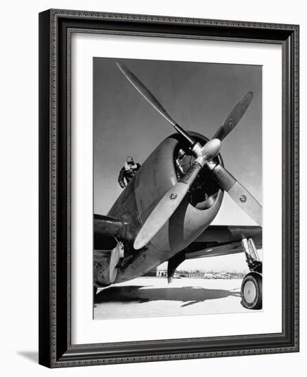 American P-47 Thunderbolt Fighter Plane and its Pilot-Dmitri Kessel-Framed Premium Photographic Print