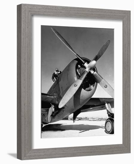 American P-47 Thunderbolt Fighter Plane and its Pilot-Dmitri Kessel-Framed Photographic Print