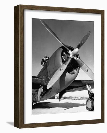 American P-47 Thunderbolt Fighter Plane and its Pilot-Dmitri Kessel-Framed Photographic Print