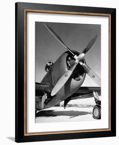 American P-47 Thunderbolt Fighter Plane and its Pilot-Dmitri Kessel-Framed Photographic Print