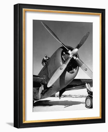 American P-47 Thunderbolt Fighter Plane and its Pilot-Dmitri Kessel-Framed Photographic Print