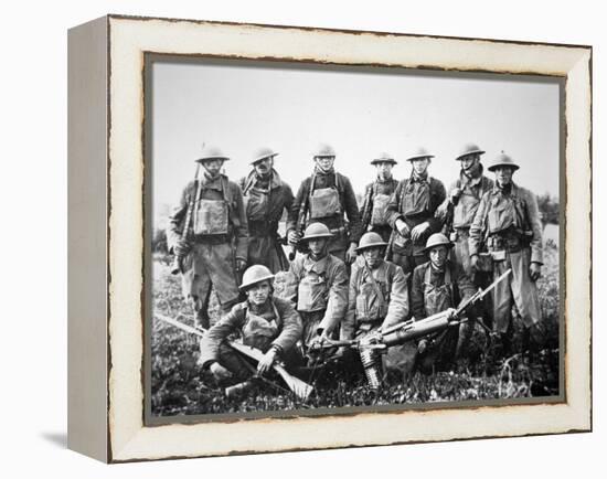 American Patrol with German Machine Gun Captured in the Saint-Mihiel Offensive on the Western?-American Photographer-Framed Premier Image Canvas