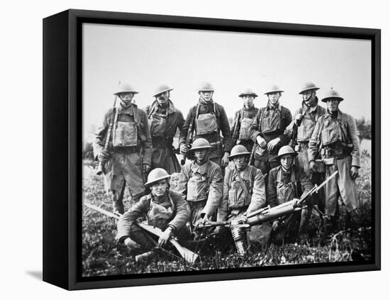 American Patrol with German Machine Gun Captured in the Saint-Mihiel Offensive on the Western?-American Photographer-Framed Premier Image Canvas