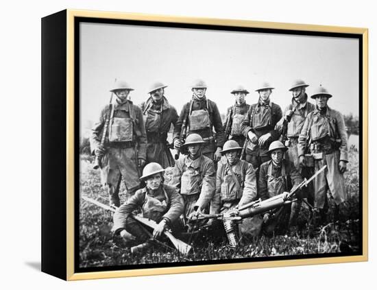 American Patrol with German Machine Gun Captured in the Saint-Mihiel Offensive on the Western?-American Photographer-Framed Premier Image Canvas