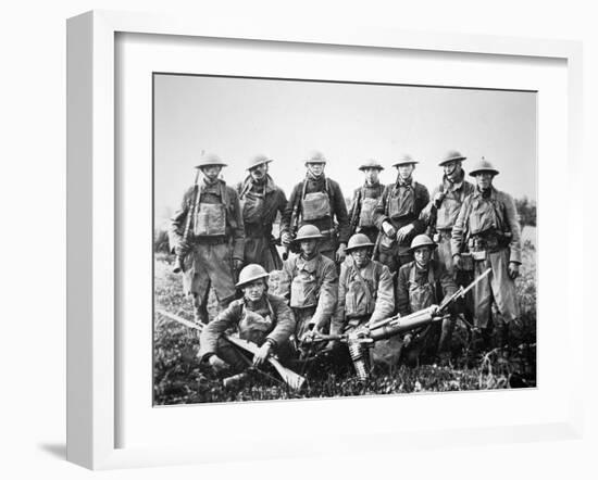 American Patrol with German Machine Gun Captured in the Saint-Mihiel Offensive on the Western?-American Photographer-Framed Photographic Print