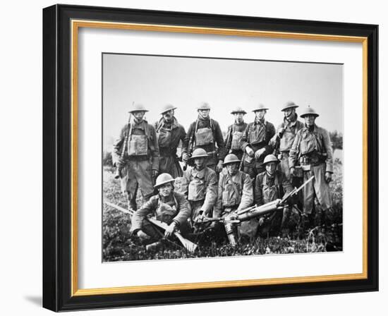 American Patrol with German Machine Gun Captured in the Saint-Mihiel Offensive on the Western?-American Photographer-Framed Photographic Print