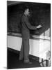 American Physicist J. Robert Oppenheimer Writing on Blackboard at the Institute for Advanced Study-Alfred Eisenstaedt-Mounted Premium Photographic Print