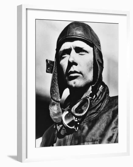 American Pilot Charles Lindbergh, at Mitchell Field in Long Island, New York, 1927-null-Framed Photo