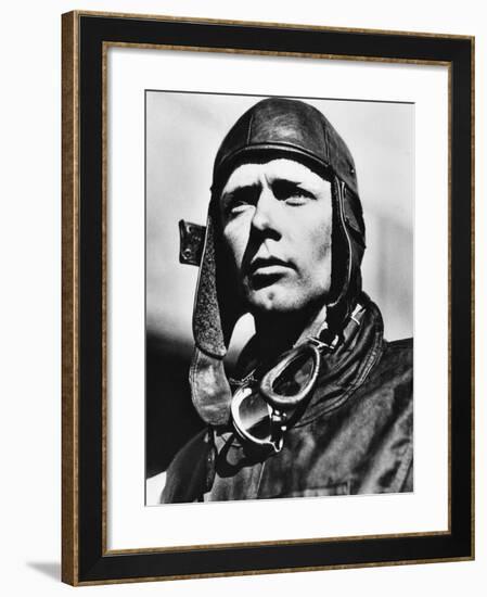 American Pilot Charles Lindbergh, at Mitchell Field in Long Island, New York, 1927-null-Framed Photo