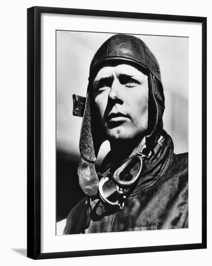 American Pilot Charles Lindbergh, at Mitchell Field in Long Island, New York, 1927-null-Framed Photo