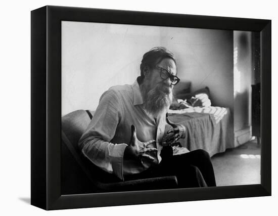 American Poet John Berryman Expressing Himself While Sitting in His Semi Empty Apartment-Mark Kauffman-Framed Premier Image Canvas