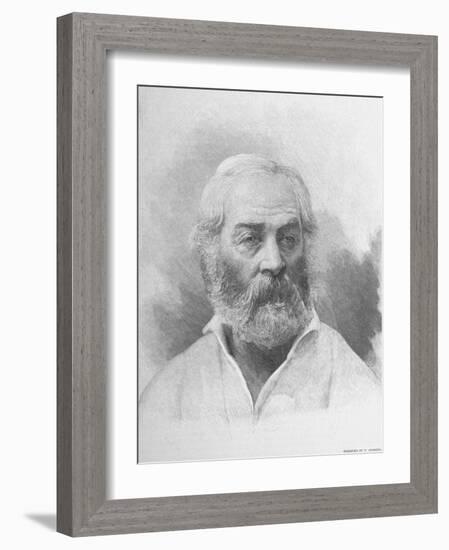 American Poet Walt Whitman Above Reproduction of Signature and Notation Reading-null-Framed Photographic Print