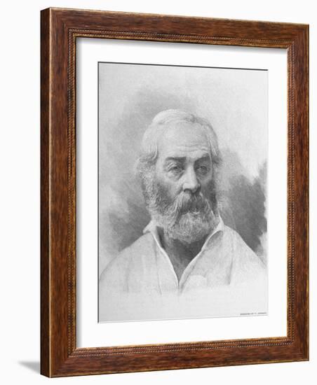 American Poet Walt Whitman Above Reproduction of Signature and Notation Reading-null-Framed Photographic Print