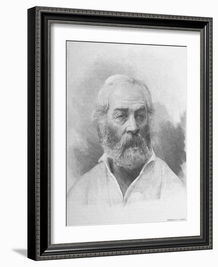 American Poet Walt Whitman Above Reproduction of Signature and Notation Reading-null-Framed Photographic Print
