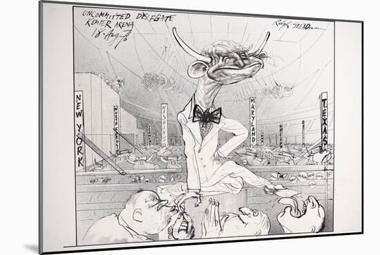 American Politics 12, Uncommitted Delegate Kemper Arena, 1976 (drawing)-Ralph Steadman-Mounted Giclee Print