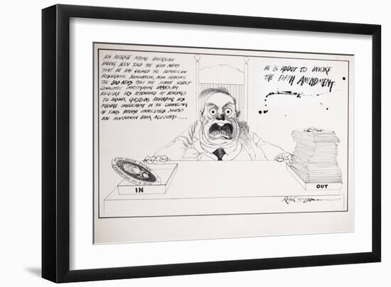 American Politics 15, He is about to invoke the fifth amendent, 1970s (ink on paper)-Ralph Steadman-Framed Giclee Print