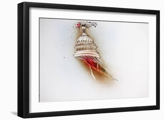 American Politics 20, Capital Hill Flight, 1998 (ink and acrylic on paper)-Ralph Steadman-Framed Giclee Print