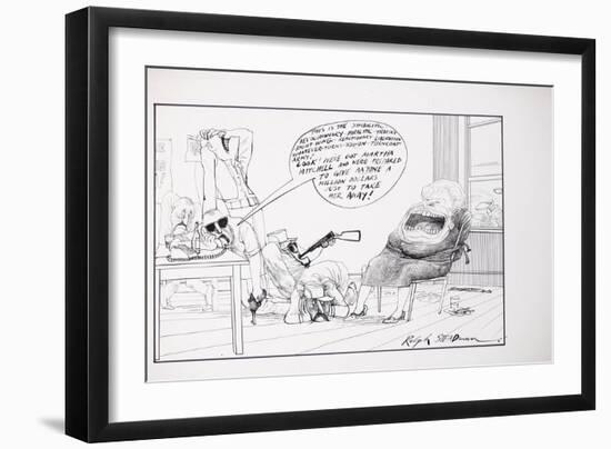 American Politics 34, Martha Mitchell, 1970s (ink on paper)-Ralph Steadman-Framed Giclee Print