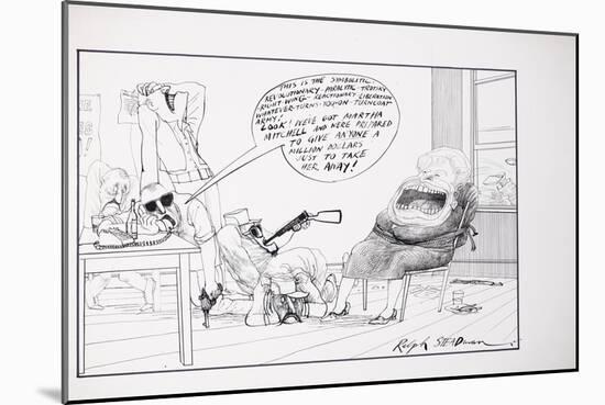 American Politics 34, Martha Mitchell, 1970s (ink on paper)-Ralph Steadman-Mounted Giclee Print