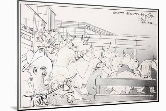 American Politics 40, Committed Delegates Kansas City, 1976 (drawing)-Ralph Steadman-Mounted Giclee Print