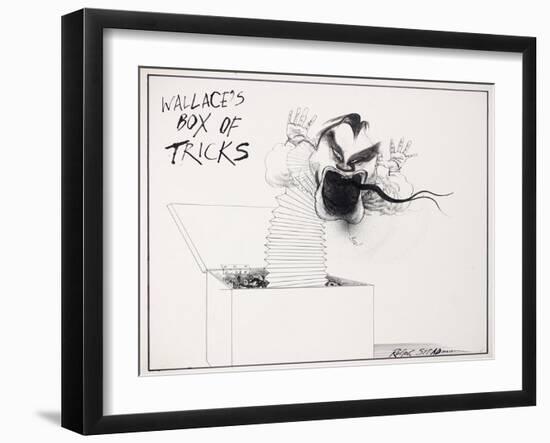 American Politics 42, Wallace's Box of Tricks, 1980s (ink on paper)-Ralph Steadman-Framed Giclee Print