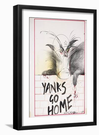 American Politics 46, Yanks Go Home, 1981 (ink and acrylic on paper)-Ralph Steadman-Framed Giclee Print