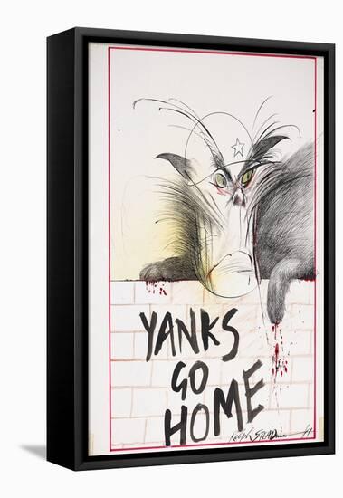American Politics 46, Yanks Go Home, 1981 (ink and acrylic on paper)-Ralph Steadman-Framed Premier Image Canvas