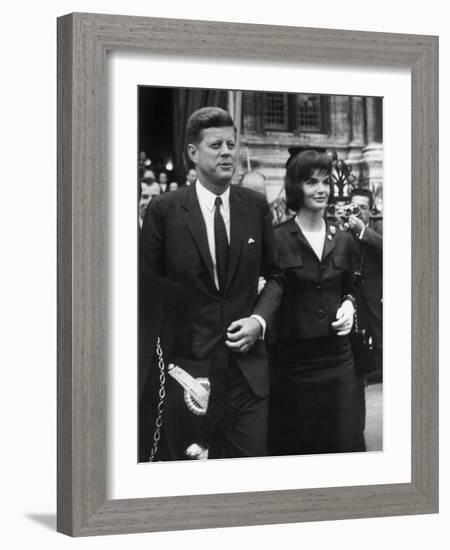 American President John Kennedy and His Wife Jackie June 1st, 1961 During their Trip to Paris-null-Framed Photo