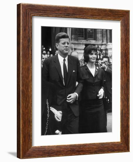 American President John Kennedy and His Wife Jackie June 1st, 1961 During their Trip to Paris-null-Framed Photo