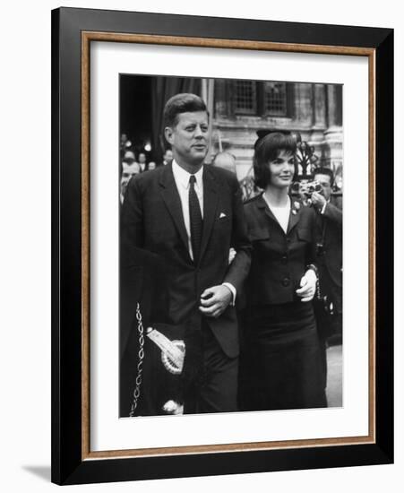 American President John Kennedy and His Wife Jackie June 1st, 1961 During their Trip to Paris-null-Framed Photo