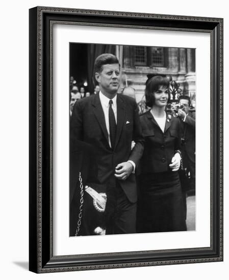 American President John Kennedy and His Wife Jackie June 1st, 1961 During their Trip to Paris-null-Framed Photo