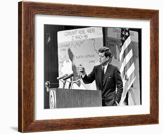 American President John Kennedy Has Held Press Conferences About International Issues-null-Framed Photo