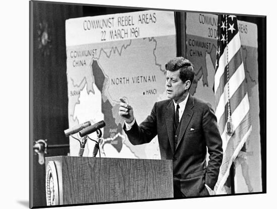 American President John Kennedy Has Held Press Conferences About International Issues-null-Mounted Photo
