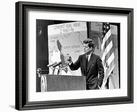 American President John Kennedy Has Held Press Conferences About International Issues-null-Framed Photo