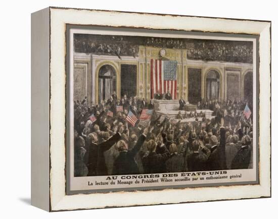 American President Woodrow Wilson Asks Congress to Declare War-null-Framed Stretched Canvas