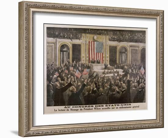 American President Woodrow Wilson Asks Congress to Declare War-null-Framed Art Print