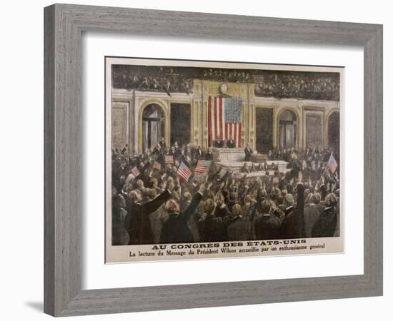 American President Woodrow Wilson Asks Congress to Declare War-null-Framed Art Print