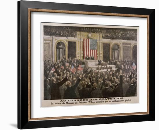 American President Woodrow Wilson Asks Congress to Declare War-null-Framed Art Print