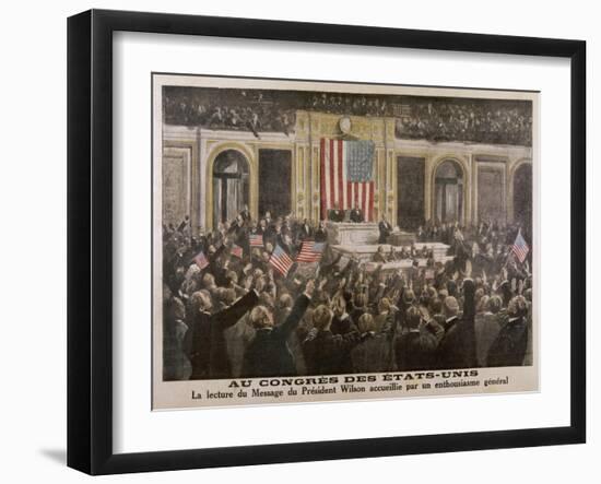 American President Woodrow Wilson Asks Congress to Declare War-null-Framed Art Print