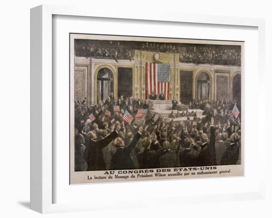 American President Woodrow Wilson Asks Congress to Declare War-null-Framed Art Print