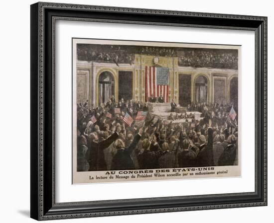American President Woodrow Wilson Asks Congress to Declare War-null-Framed Art Print