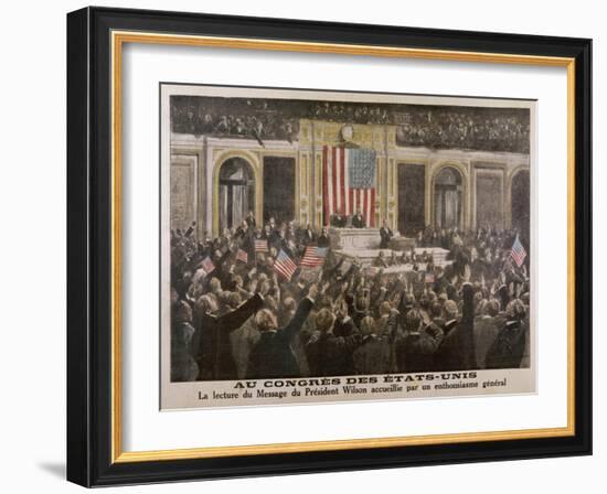 American President Woodrow Wilson Asks Congress to Declare War-null-Framed Art Print