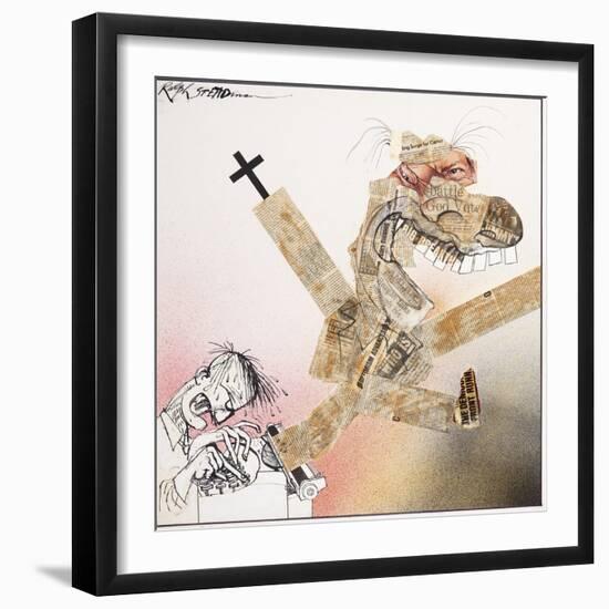 American Presidents 24, Surge for Carter (collage, ink on paper)-Ralph Steadman-Framed Giclee Print