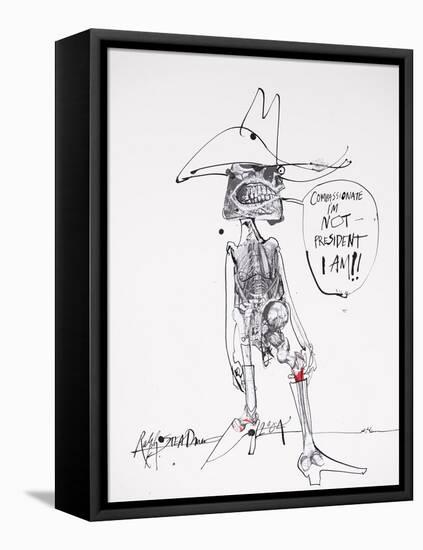 American Presidents 29, Compassionate I'm Not - President I Am!, 2004 (drawing)-Ralph Steadman-Framed Premier Image Canvas