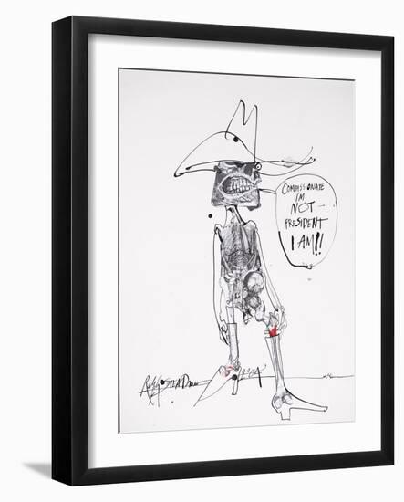 American Presidents 29, Compassionate I'm Not - President I Am!, 2004 (drawing)-Ralph Steadman-Framed Giclee Print