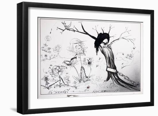 American Presidents 5, Jimmy Carter & Ruhollah Khomeini, 1979 (ink on paper)-Ralph Steadman-Framed Giclee Print