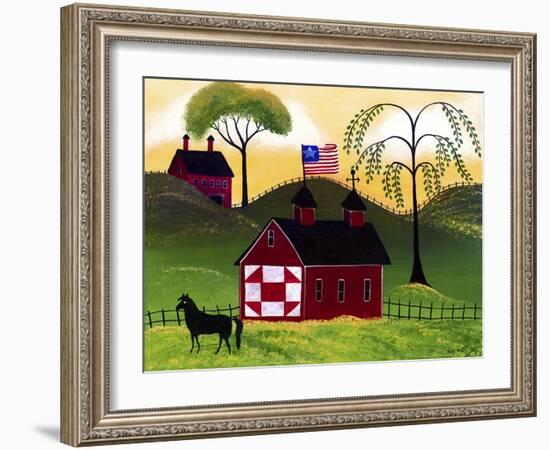 American Red Horse Barn 3-Cheryl Bartley-Framed Giclee Print