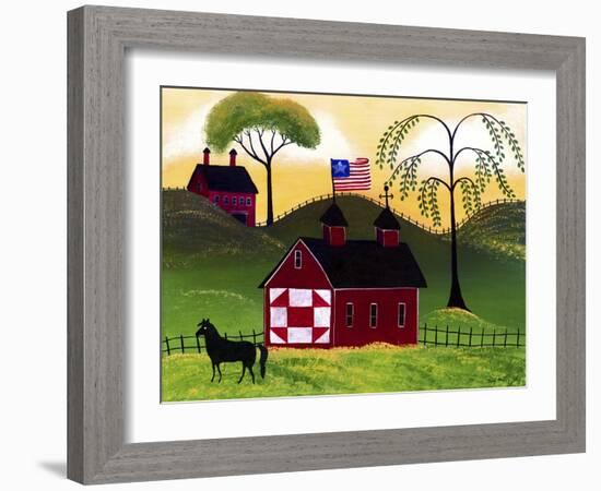 American Red Horse Barn 3-Cheryl Bartley-Framed Giclee Print