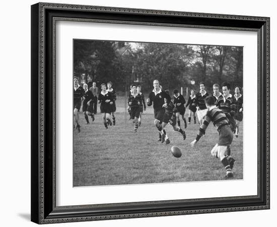 American Rhodes Scholar Peter Dawkins Playing Rugby with Fellow Oxford Univ. Students-null-Framed Photographic Print