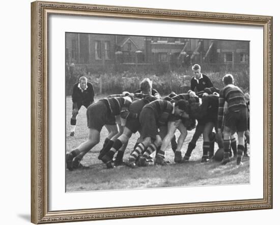 American Rhodes Scholar Peter Dawkins Playing Rugby with Oxford Univ. Students-null-Framed Photographic Print